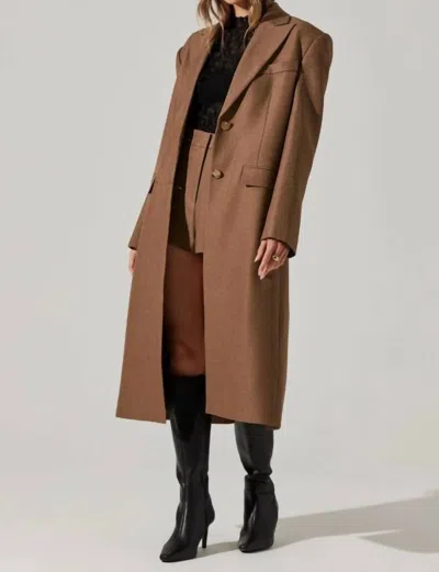 Astr The Label Londyn Cowl Neck Coat In Brown