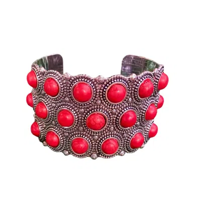The Runnin' Iron Beautiful Chunky Cuff Bracelet In Red In Red