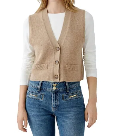 Ouí Knitted Waistcoat Vest In Beige In Beige
