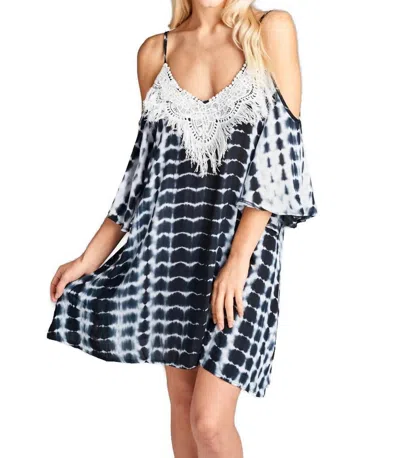 Velzera Tie Dye & Fringe Mini Dress In Black In Black