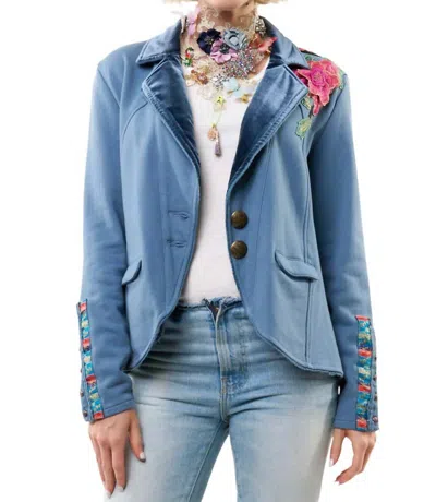 Aratta Elise Embellished Blazer In Vintage Blue In Blue