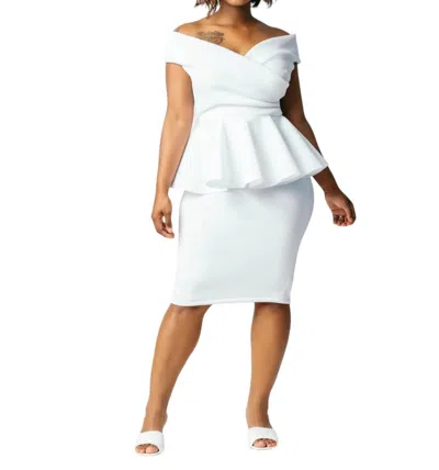 Vavavoom Off The Shoulder Peplum Dress In White In White