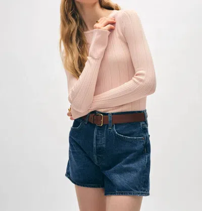 White + Warren Organic Cotton Ribbed Wide Cuff Top In Desert Pink In Multi