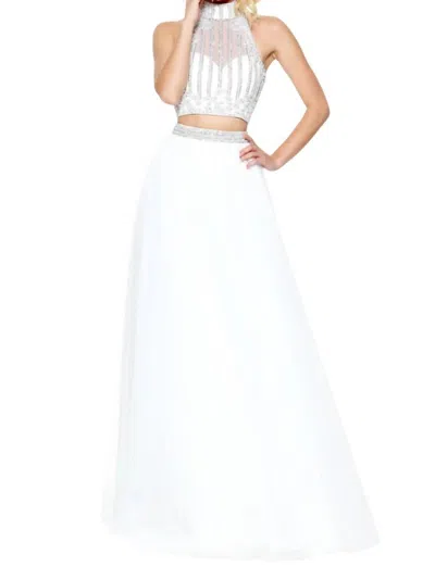 Sherri Hill Keyhole Back Prom Dress In Ivory In Multi