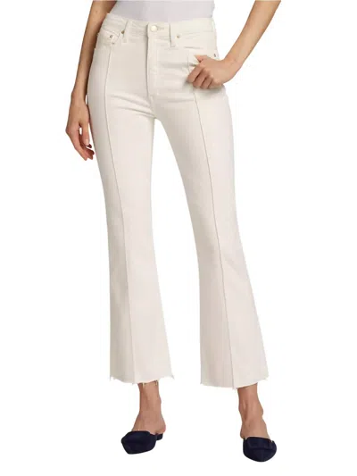 Derek Lam 10 Crosby High Rise Crop Flare With Pintuck Jeans In Ivory In Multi