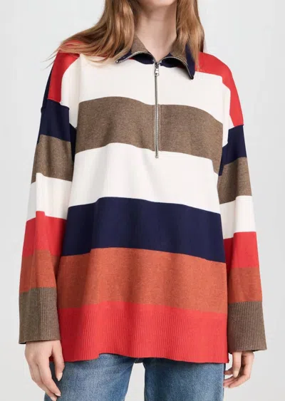 Free People Coastal Stripe Half-zip Pullover In Multi
