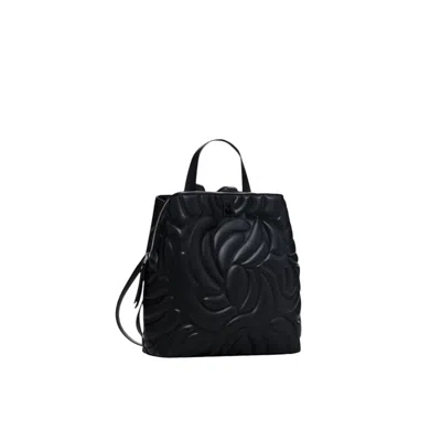 Desigual Mini Botanical Multi-position Backpack In Black