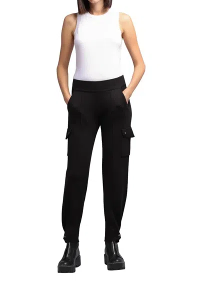 Minnie Rose Cotton Blend Pleated Snap Leg Pant In Black In Black