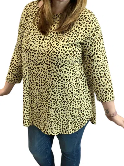 Honeyme Leopard Tunic Top In Mustard In Yellow