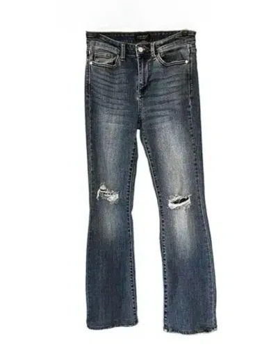 Judy Blue Distressed Bootcut Jeans - Plus In Faded Blue In Multi