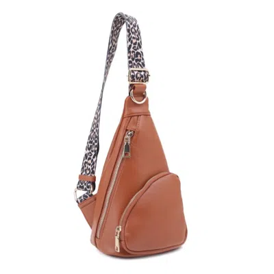 Dani & Em Women's Jessi Leopard Strap Crossbody Sling Bag In Cognac In Green