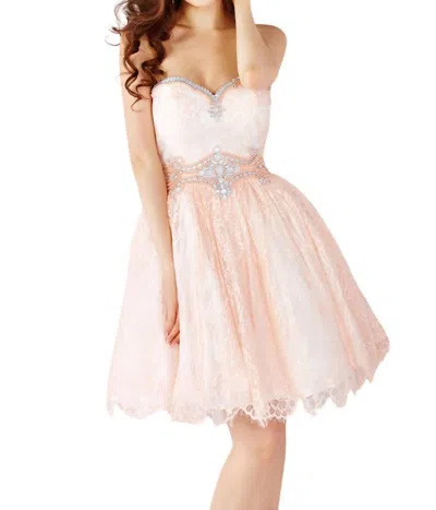 Angela & Alison Short Prom Dress In Peach In Pink