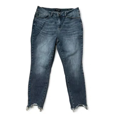 Judy Blue Fray Hem Skinny Jeans In Dark Denim In Blue