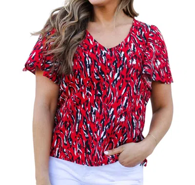 Michelle Mcdowell Paisley Tiger Tail Top In Red/black In Multi
