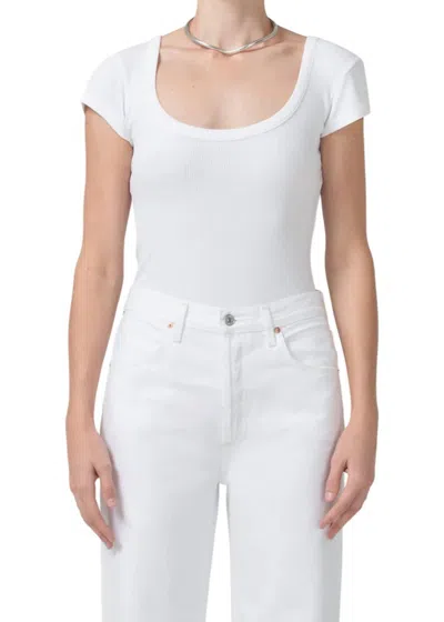 Citizen Of Humanity Parie Twist Neck Rib Top In White