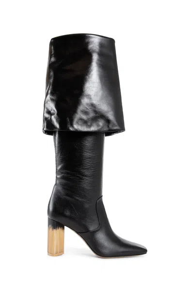 Chloé High Heel Knee-high Square Toe Boot In Black
