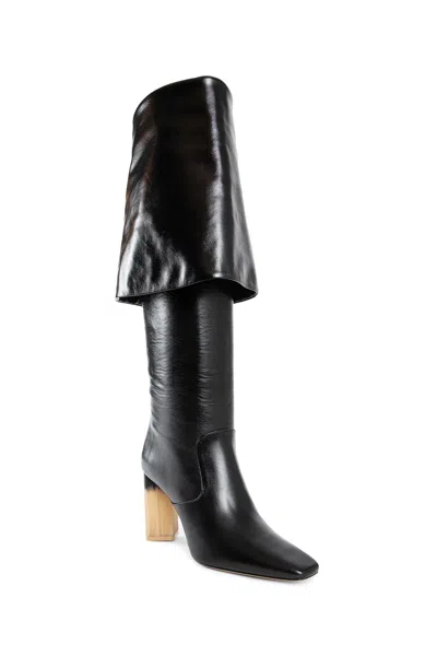 Chloé High Heel Knee-high Square Toe Boot In Black