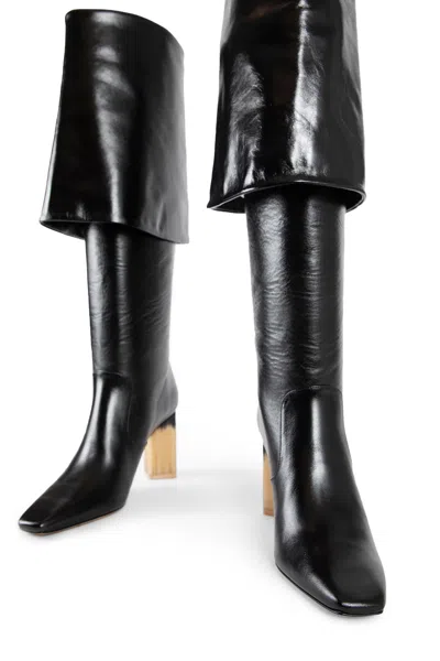 Chloé High Heel Knee-high Square Toe Boot In Black