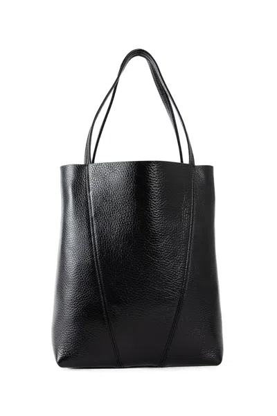 Chloé Chain Detail Textured Finish Tote Bags In Black