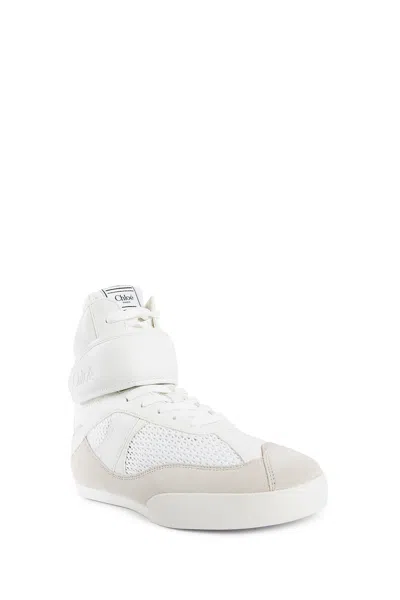 Chloé Kick Synthetic Fabric And Suede Sneakers In Off-white