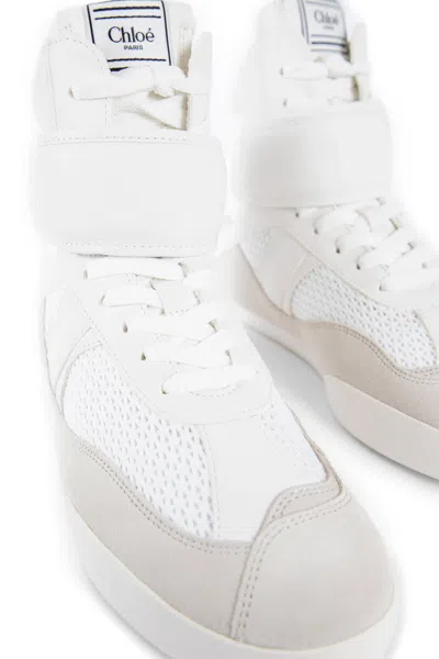 Chloé Kick Synthetic Fabric And Suede Sneakers In Off-white