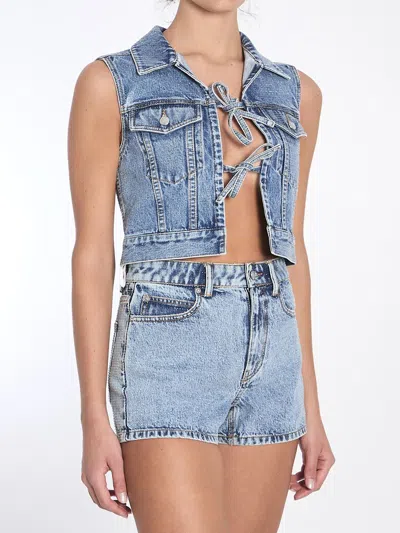 Alexander Wang Tied Front Vest Vintage Light Indigo In Blue