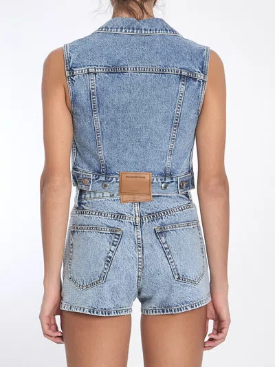 Alexander Wang Tied Front Vest Vintage Light Indigo In Blue