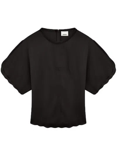 Isabel Marant Curved Hem Cut-out Blouse In Black