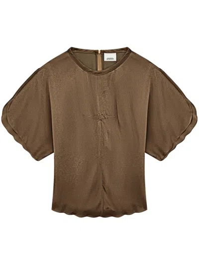 Isabel Marant Karlita Satin Blouse In Brown