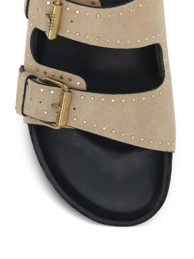 Isabel Marant Lennyo Suede Leather Sandals In Light Beige