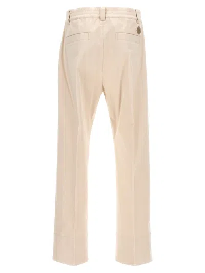 Moncler Trousers Drill Button Detail In Beige
