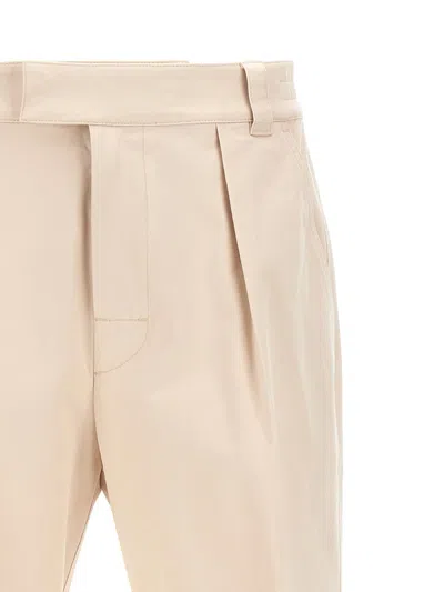 Moncler Trousers Drill Button Detail In Beige
