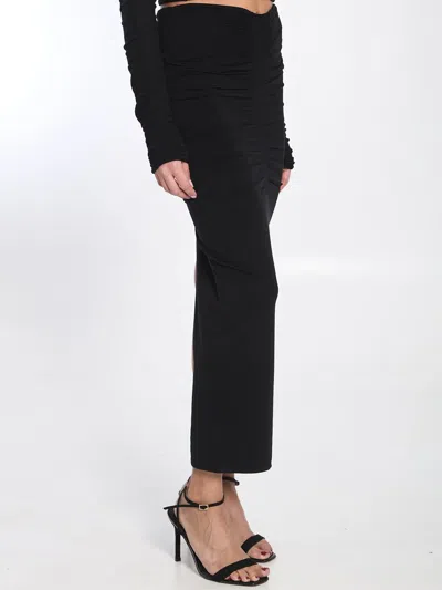 Alexander Wang Ruched Long Skirt In Black