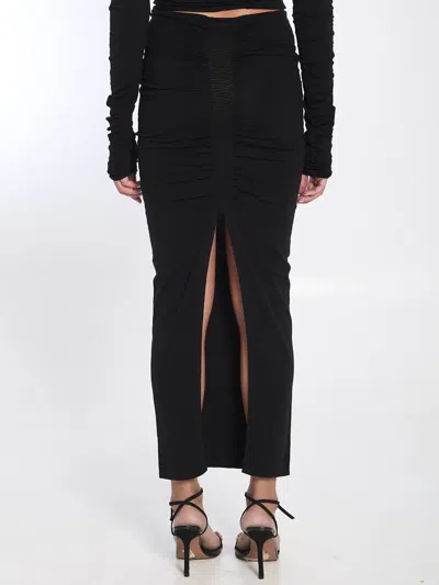 Alexander Wang Ruched Long Skirt In Black