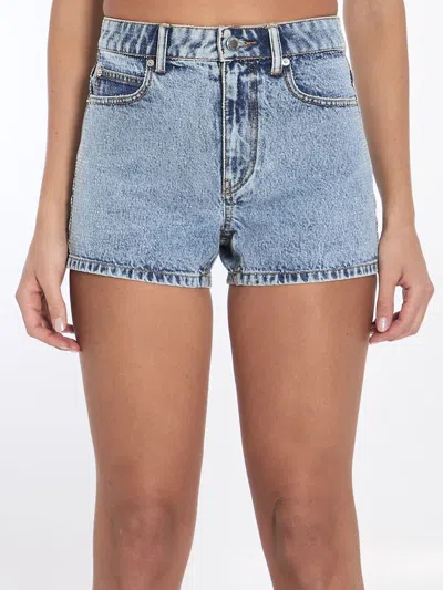 Alexander Wang Shorty High Waist Denim Shorts In Blue