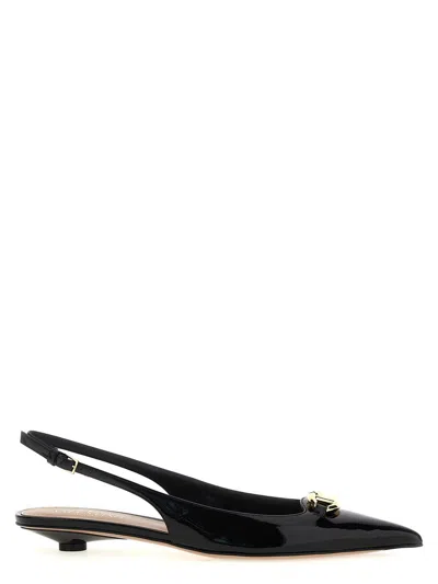 Valentino Vlogo Signature Leather Slingback Pump In Black