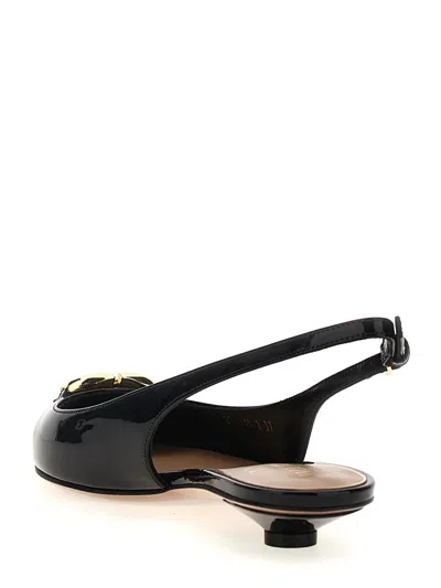 Valentino Vlogo Signature Leather Slingback Pump In Black