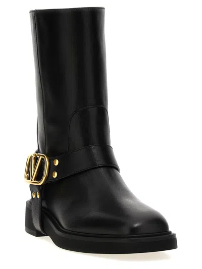 Valentino Garavani Valentino Vlogo Signature Leather Boot In Black
