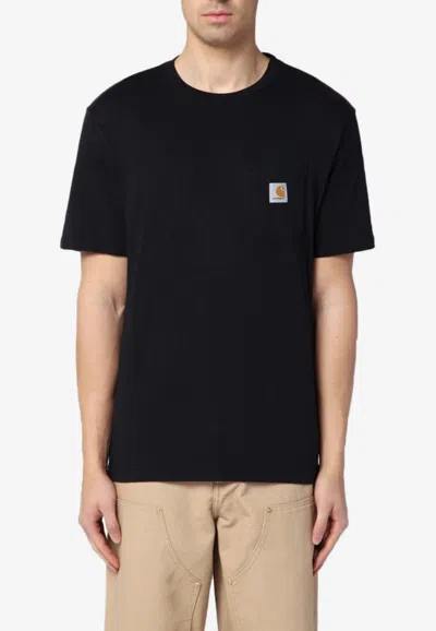 Carhartt Vintage  Pocket T Shirt Top In Washed Black, Men's At Urban Outfitters In Black