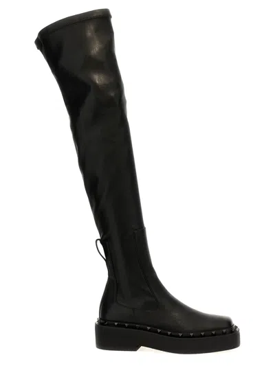 Valentino Garavani M-way Rockstud Thigh Boots In Black