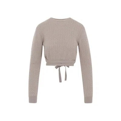 Patou Cable-knit Cropped Sweater In Wool And Cashmere In Beige