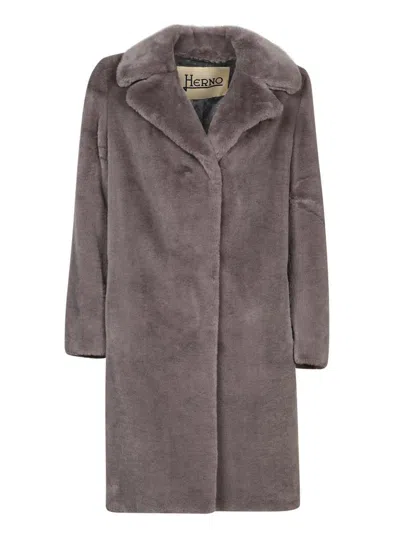 Herno Straight Hem Mid-length Coat In Grey