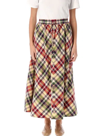 Shop Polo Ralph Lauren Plaid Drawstring Maxiskirt In Multicolor