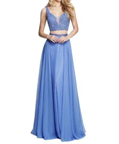 Sherri Hill Full-length V-neck Prom Dress In Periwinkle In Blue
