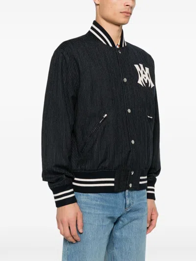 Shop Amiri Classic Pinstripe Bomber Jacket For Men In Mdntindigo
