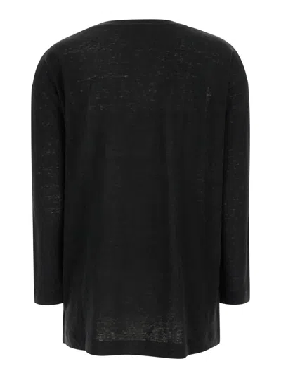 Allude Black Shirt With Boart Neckline In Black
