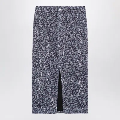 ROTATE BIRGER CHRISTENSEN SEQUINED MIDI SKIRT IN PURPLE PRINT 
