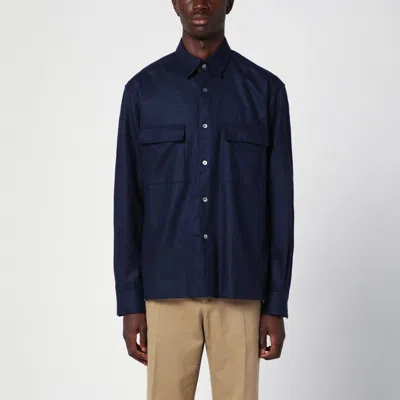 Xacus Premium Merino Wool Overshirt For Men In Navy