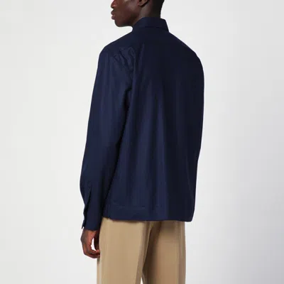 Xacus Premium Merino Wool Overshirt For Men In Navy