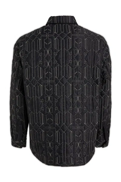 Palm Angels Quilted All Monogram Outerwear With Snap Buttons In Grey